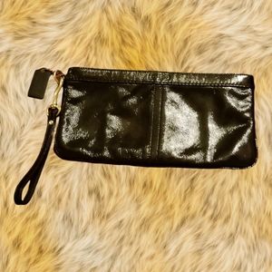 Coach black patent leather wristlet/Clutch -large 